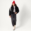 Amazon Essentials Women’s Relaxed Fit Cropped Full-Zip Puffer Jacket with Snap Closure, Quilted Matte or Sherpa Fleece(Black Teddy Sherpa)