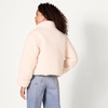 Amazon Essentials Women’s Relaxed Fit Cropped Full-Zip Puffer Jacket with Snap Closure, Quilted Matte or Sherpa Fleece(Cream Teddy Sherpa)
