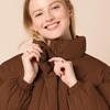 Amazon Essentials Women’s Relaxed Fit Cropped Full-Zip Puffer Jacket with Snap Closure, Quilted Matte or Sherpa Fleece(Deep Brown)
