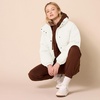 Amazon Essentials Women’s Relaxed Fit Cropped Full-Zip Puffer Jacket with Snap Closure, Quilted Matte or Sherpa Fleece(Eggshell White)
