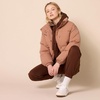 Amazon Essentials Women’s Relaxed Fit Cropped Full-Zip Puffer Jacket with Snap Closure, Quilted Matte or Sherpa Fleece(Light Brown)
