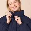 Amazon Essentials Women’s Relaxed Fit Cropped Full-Zip Puffer Jacket with Snap Closure, Quilted Matte or Sherpa Fleece(Navy)