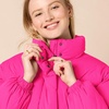 Amazon Essentials Women’s Relaxed Fit Cropped Full-Zip Puffer Jacket with Snap Closure, Quilted Matte or Sherpa Fleece(Neon Pink)