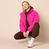 Amazon Essentials Women’s Relaxed Fit Cropped Full-Zip Puffer Jacket with Snap Closure, Quilted Matte or Sherpa Fleece(Neon Pink)