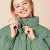 Amazon Essentials Women’s Relaxed Fit Cropped Full-Zip Puffer Jacket with Snap Closure, Quilted Matte or Sherpa Fleece(Sage Green)
