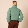 Amazon Essentials Women’s Relaxed Fit Cropped Full-Zip Puffer Jacket with Snap Closure, Quilted Matte or Sherpa Fleece(Sage Green)