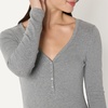 Amazon Essentials Women’s Ribbed Knit Long Sleeve Henley Slim Fit T-Shirt(Grey Heather)