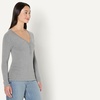 Amazon Essentials Women’s Ribbed Knit Long Sleeve Henley Slim Fit T-Shirt(Heather Grey)