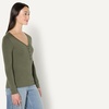 Amazon Essentials Women’s Ribbed Knit Long Sleeve Henley Slim Fit T-Shirt(Olive)