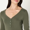 Amazon Essentials Women’s Ribbed Knit Long Sleeve Henley Slim Fit T-Shirt(Olive)