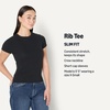 Amazon Essentials Women’s Slim-Fit Stretch Rib Cap and Short Sleeve Crew Neckline Tee(Black)