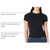 Amazon Essentials Women’s Slim-Fit Stretch Rib Cap and Short Sleeve Crew Neckline Tee(Black)