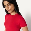 Amazon Essentials Women’s Slim-Fit Stretch Rib Cap and Short Sleeve Crew Neckline Tee(Red)