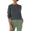 Amazon Essentials Women’s Soft Touch Long Sleeve Pleated Shoulder Crewneck Sweater(Charcoal Heather)
