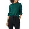 Amazon Essentials Women’s Soft Touch Long Sleeve Pleated Shoulder Crewneck Sweater(Dark Green)