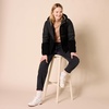 Amazon Essentials womens Full-Zip Sherpa Fleece Hooded Puffer Jacket(Black)