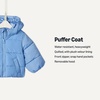 Amazon Essentials x Sofia Grainge Babies, Toddlers and Boys’ Water-Repellent Hooded Puffer Jacket(Blue)