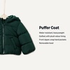Amazon Essentials x Sofia Grainge Babies, Toddlers and Boys’ Water-Repellent Hooded Puffer Jacket(Dark Green)