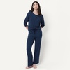 Amazon Essentials x Sofia Grainge Women’s Long Sleeve Henley Pajama Set(Navy Dot)
