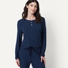 Amazon Essentials x Sofia Grainge Women’s Long Sleeve Henley Pajama Set(Navy Dot)