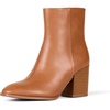 Amazon Essentials Women’s Clean Stacked Heel Ankle Boots with Side Zipper, Memory Foam Insole, Flexible Non-Slip Outsole(Tan)