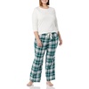 Amazon Essentials Women’s Lightweight Soft Flannel Trouser and Long-Sleeve T-Shirt Sleep Set, Lounge Bottoms, Salmon Pink(Green White Clay Plaid)