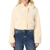 Amazon Essentials Women’s Oversized-Fit Cropped Faux Fur Jacket with Collar(Cream)