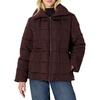 Amazon Essentials Women’s Oversized-Fit Square Quilted Puffer Jacket with Adjustable Waist, Zip Front, Side Pockets(Dark Maroon)