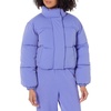 Amazon Essentials Women’s Relaxed Fit Cropped Full-Zip Puffer Jacket with Snap Closure, Quilted Matte or Sherpa Fleece(Purple Blue)