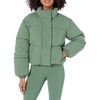 Amazon Essentials Women’s Relaxed Fit Cropped Full-Zip Puffer Jacket with Snap Closure, Quilted Matte or Sherpa Fleece(Sage Green)