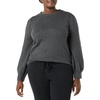 Amazon Essentials Women’s Soft Touch Long Sleeve Pleated Shoulder Crewneck Sweater(Charcoal Heather)