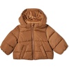 Amazon Essentials x Sofia Grainge Babies, Toddlers and Boys’ Water-Repellent Hooded Puffer Jacket(Toffee Brown)