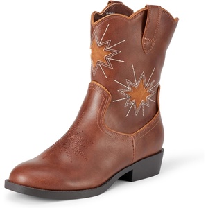 Amazon Essentials Girls’ Western Cowboy Boots(Brown)