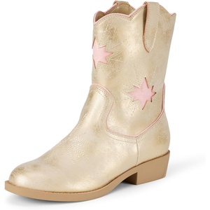 Amazon Essentials Girls’ Western Cowboy Boots(Metallic Gold)