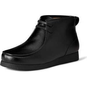 Amazon Essentials Men’s Lightweight Chukka Moc Toe Boots(Black Faux Leather)