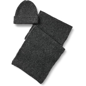 Amazon Essentials Unisex Adults’ Faux Mohair Scarf Hat Set for Women and Men(Charcoal Heather)