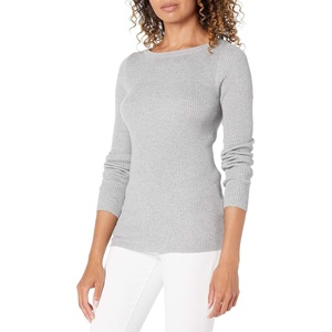 Amazon Essentials Women’s Classic-Fit Lightweight Long-Sleeve Boatneck Sweater(Light Grey Heather)