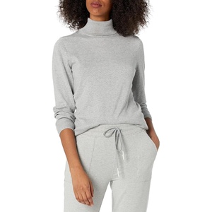 Amazon Essentials Women’s Classic-Fit Lightweight Long-Sleeve Turtleneck Sweater(Light Grey Heather)
