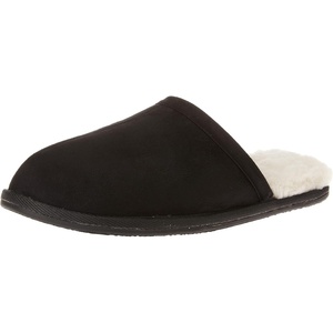 Amazon Essentials Women’s Cozy Slippers with Faux Fur Lining, Non-Slip Indoor Outdoor House Shoes(Black)
