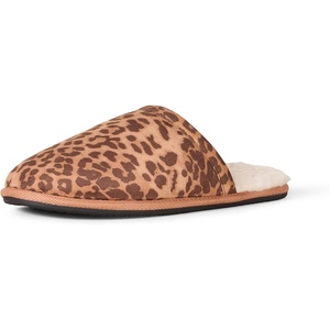 Amazon Essentials Women’s Cozy Slippers with Faux Fur Lining, Non-Slip Indoor Outdoor House Shoes(Rose Leopard)