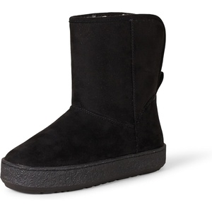 Amazon Essentials Women’s Faux Fur Lined Shearling Boots, Pull-On Design(Black Microsuede)