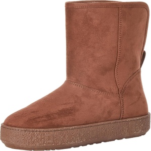 Amazon Essentials Women’s Faux Fur Lined Shearling Boots, Pull-On Design(Chestnut Brown Microsuede)