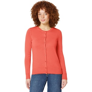 Amazon Essentials Women’s Lightweight Crewneck Cardigan Sweater(Coral Pink)