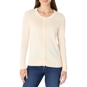 Amazon Essentials Women’s Lightweight Crewneck Cardigan Sweater(Ecru)