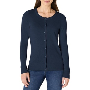 Amazon Essentials Women’s Lightweight Crewneck Cardigan Sweater(Navy)
