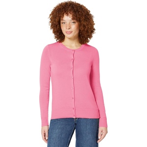 Amazon Essentials Women’s Lightweight Crewneck Cardigan Sweater(Pink)
