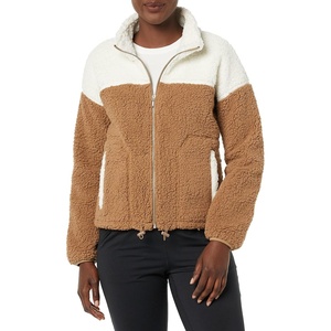 Amazon Essentials Women’s Long Sleeve Fleece Zip-Up Sherpa Lined Jacket with Stand Neck(Ivory Tan Shearling)