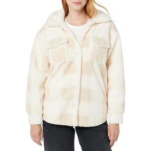 Amazon Essentials Women’s Oversized Teddy Sherpa Shirt Jacket (Previously Goodthreads)(Beige Ivory Buffalo Plaid)