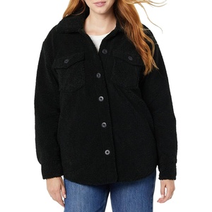 Amazon Essentials Women’s Oversized Teddy Sherpa Shirt Jacket (Previously Goodthreads)(Black)