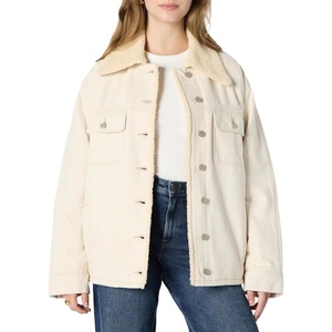 Amazon Essentials Women’s Oversized-Fit Denim Jacket with Faux Shearling Collar and Lining, Heavyweight(Ecru)